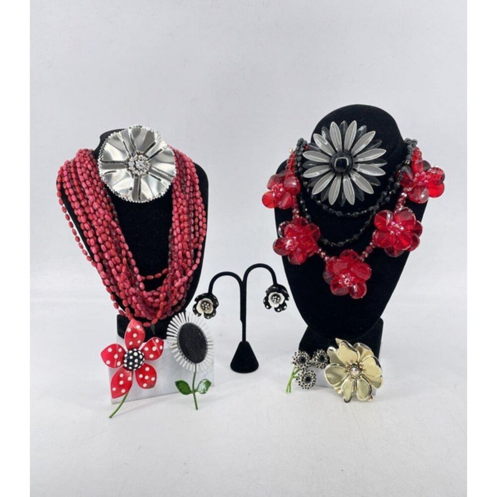 Vintage Enamel & Metal Flower Brooches w/ Borealis Jewelry & More